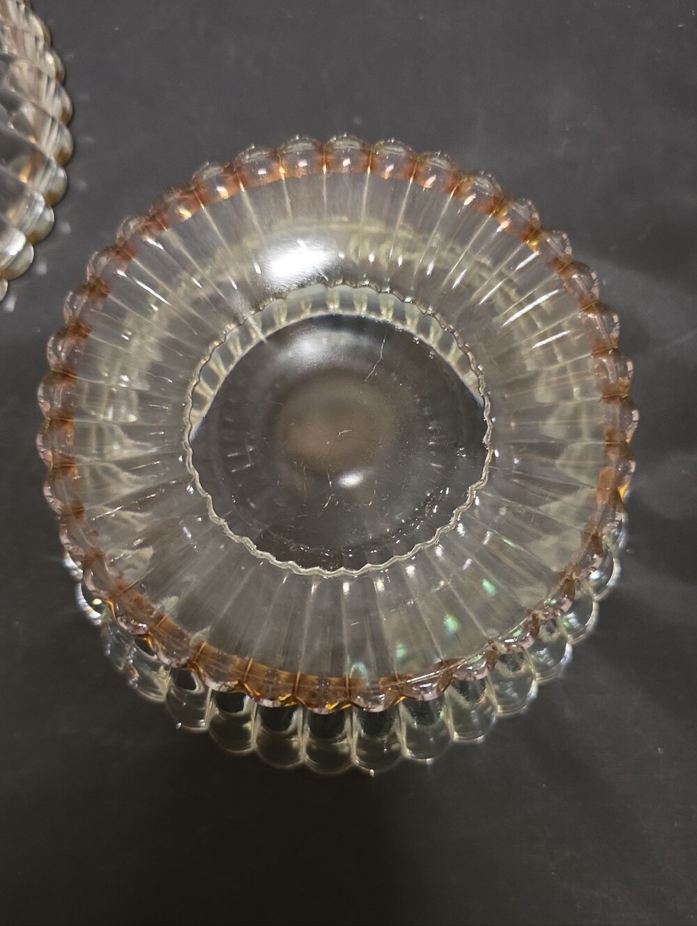 Vintage Jeannette Glass National Covered Candy Nut Dish Gold Trim 1950s MCM - Picture 4 of 6